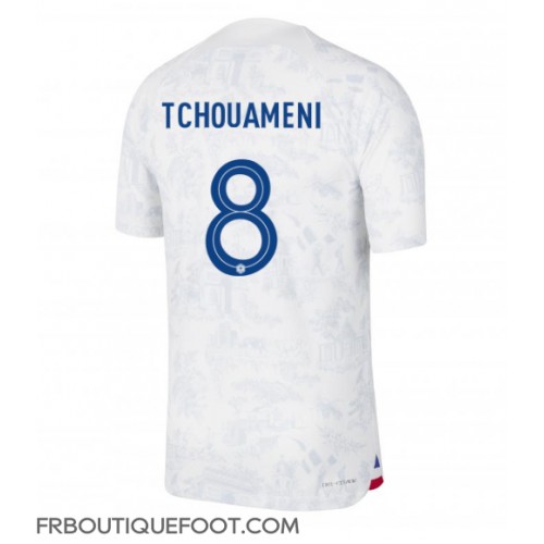 Maillot de foot France Aurelien Tchouameni #8 Extérieur vêtements Monde 2022 Manches Courtes